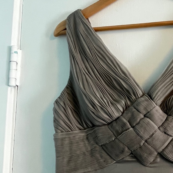 Valentino Grey Silk Cocktail Dress with Pleating detail. - Picture 6 of 16